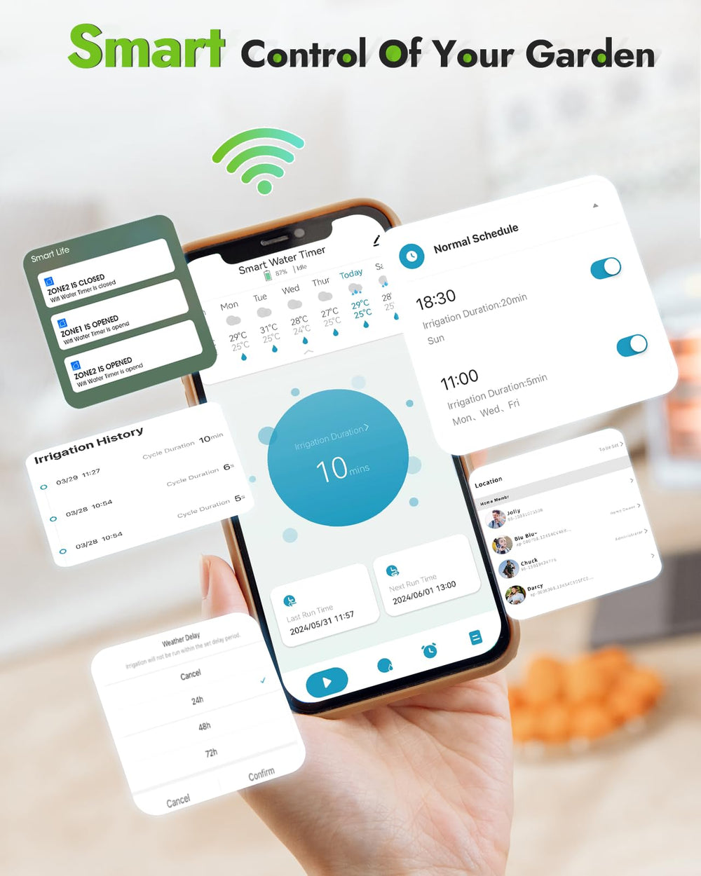 Insoma WiFi Water Timer with multiple watering programs displayed