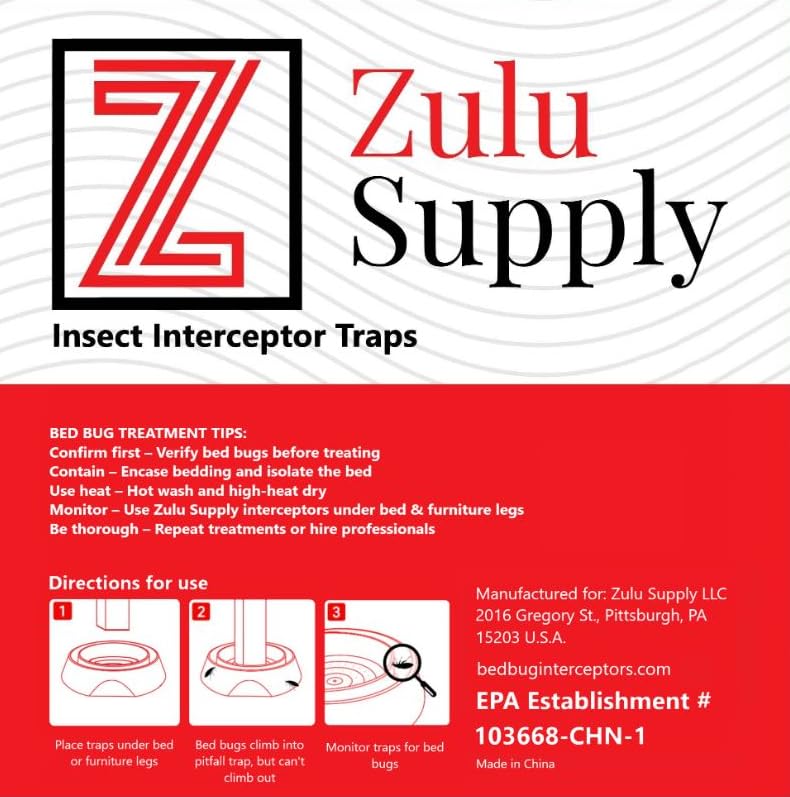 Inspection of Z Zulu Supply Bed Bug Interceptors for bed bugs