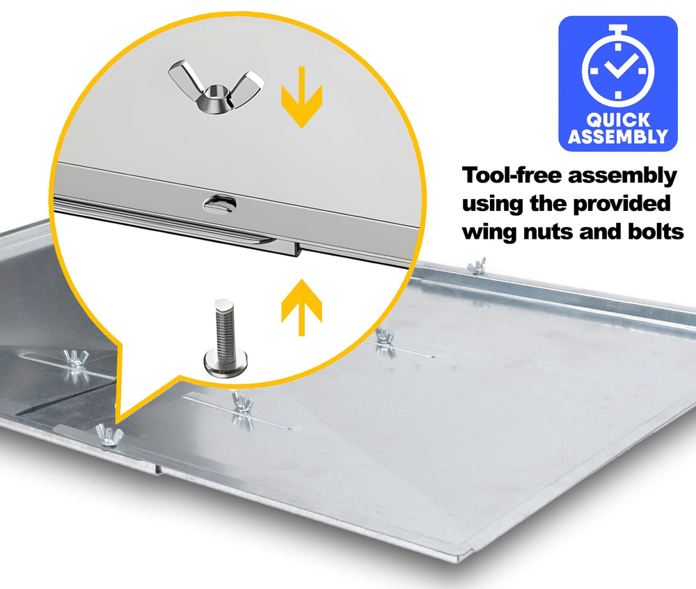 Installation components for Outdoor Bazaar grease tray including hardware