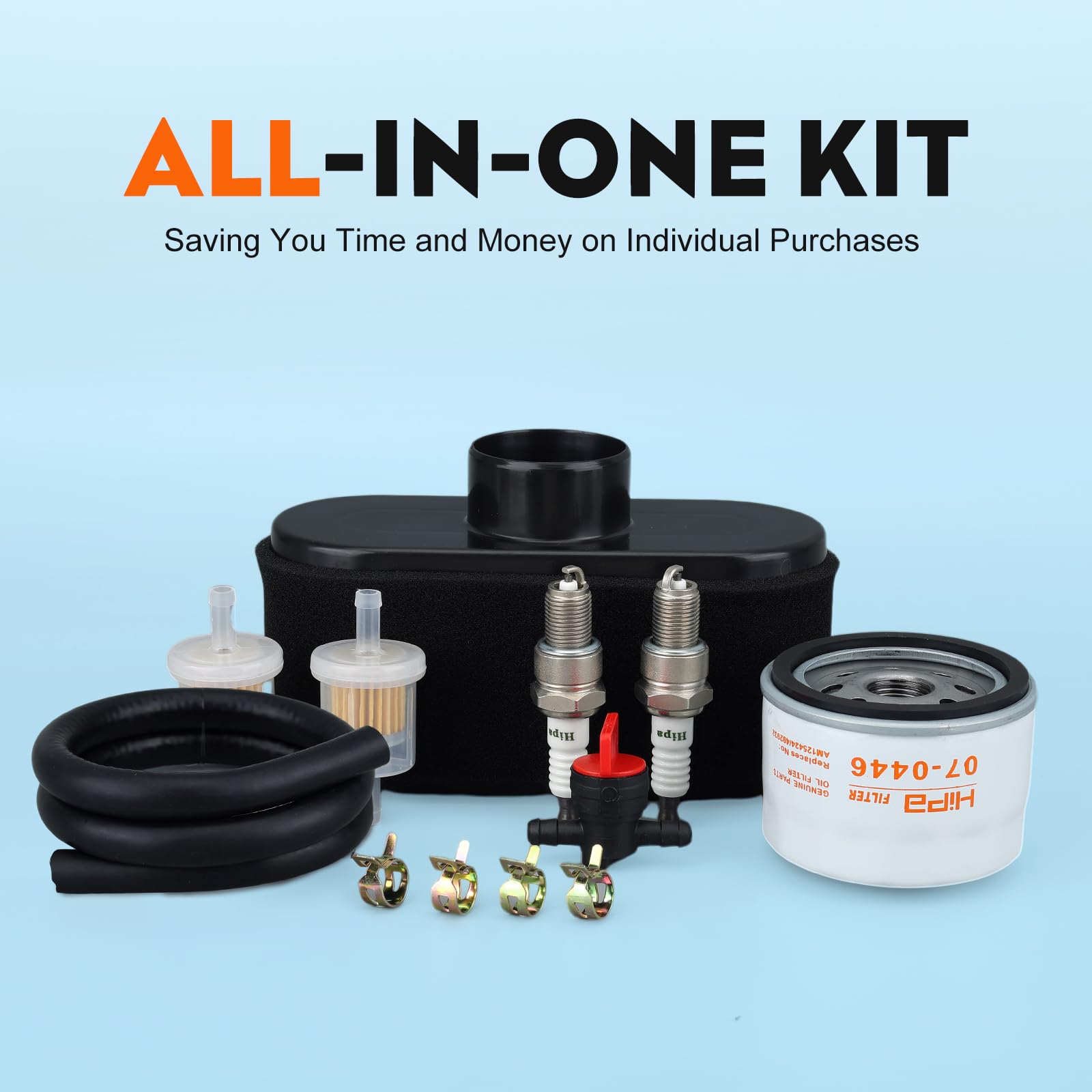 Installation components of Hipa Tune-Up Kit laid out