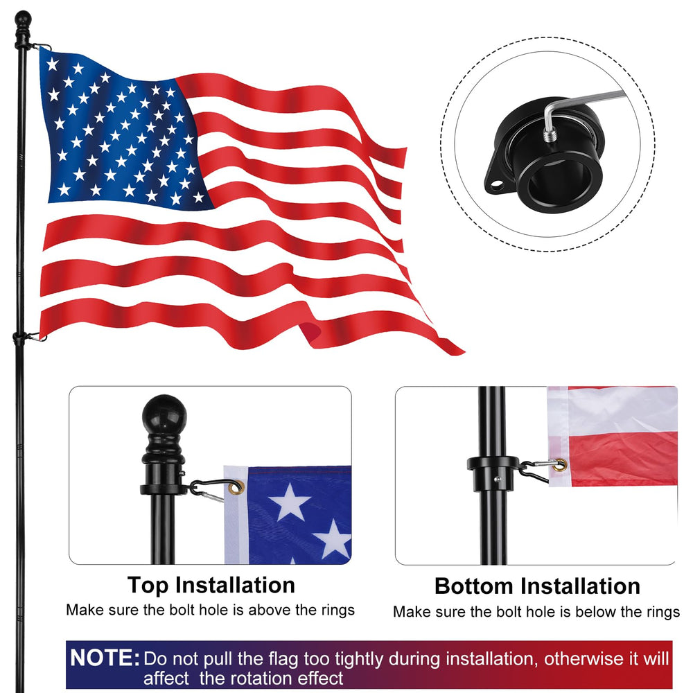 Installation direction note for HPGOED flag pole rings