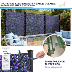 Installation example of Windscreen4less artificial boxwood panels on a fence