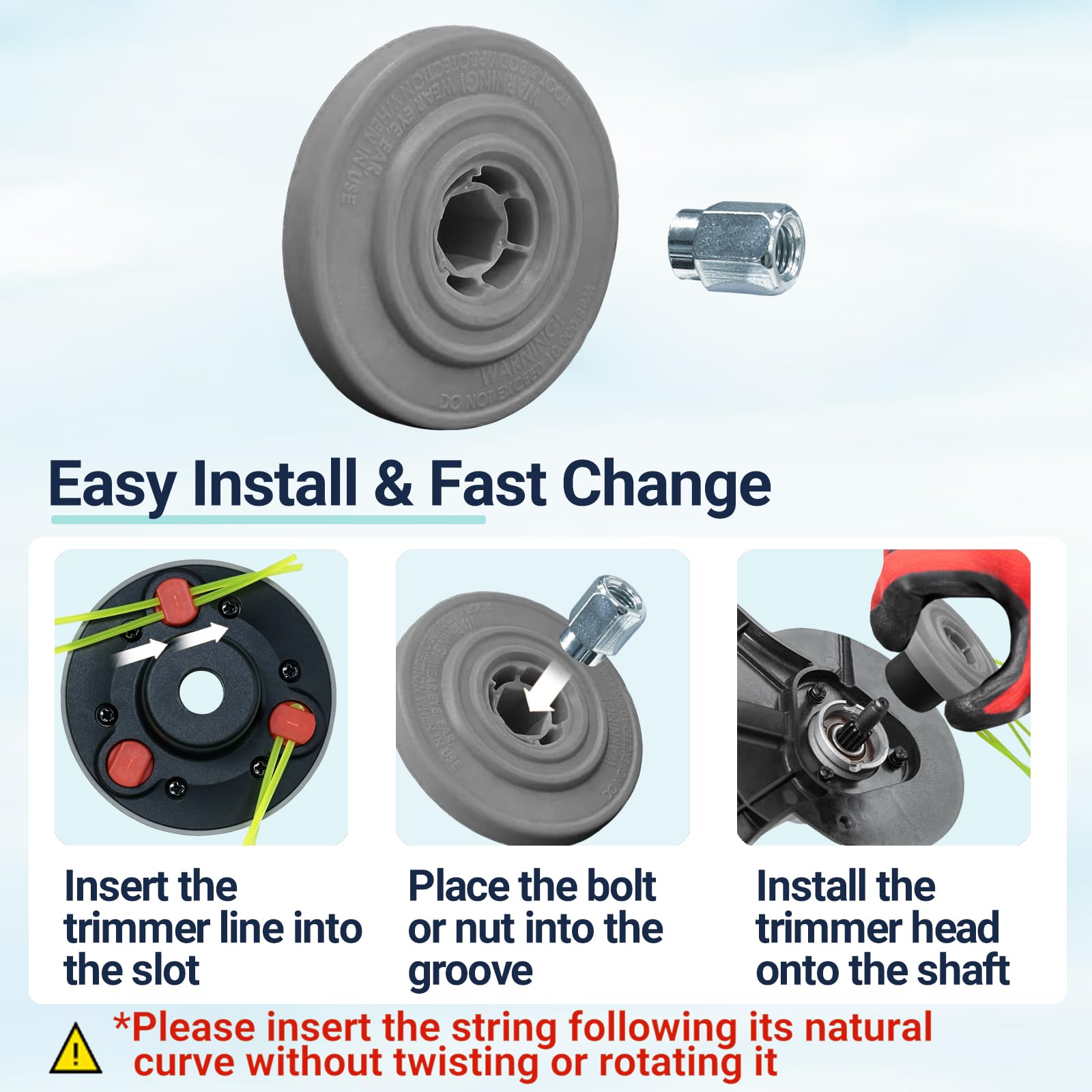 Installation guide for SIMUSI universal weed eater head