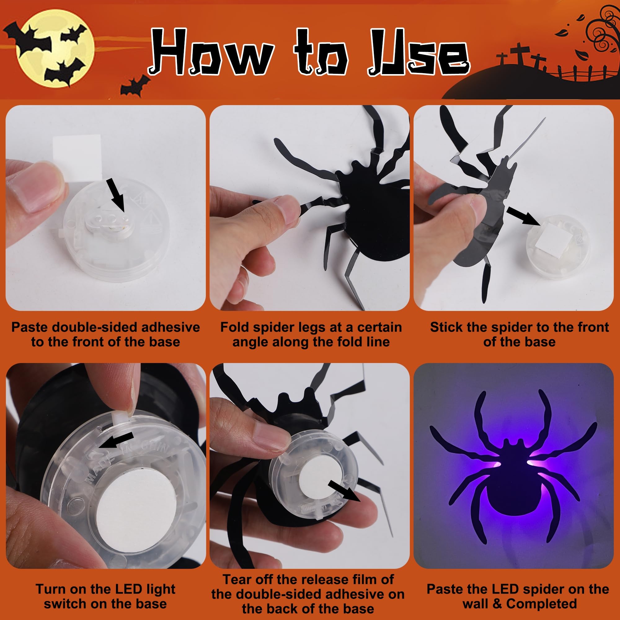 Installation instruction for DR.DUDU Halloween spiders