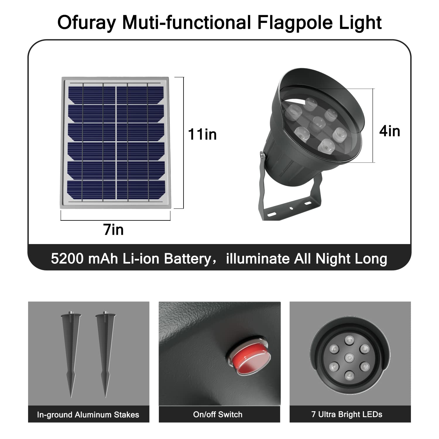 Installation instructions for Ofuray Solar Flag Pole Light