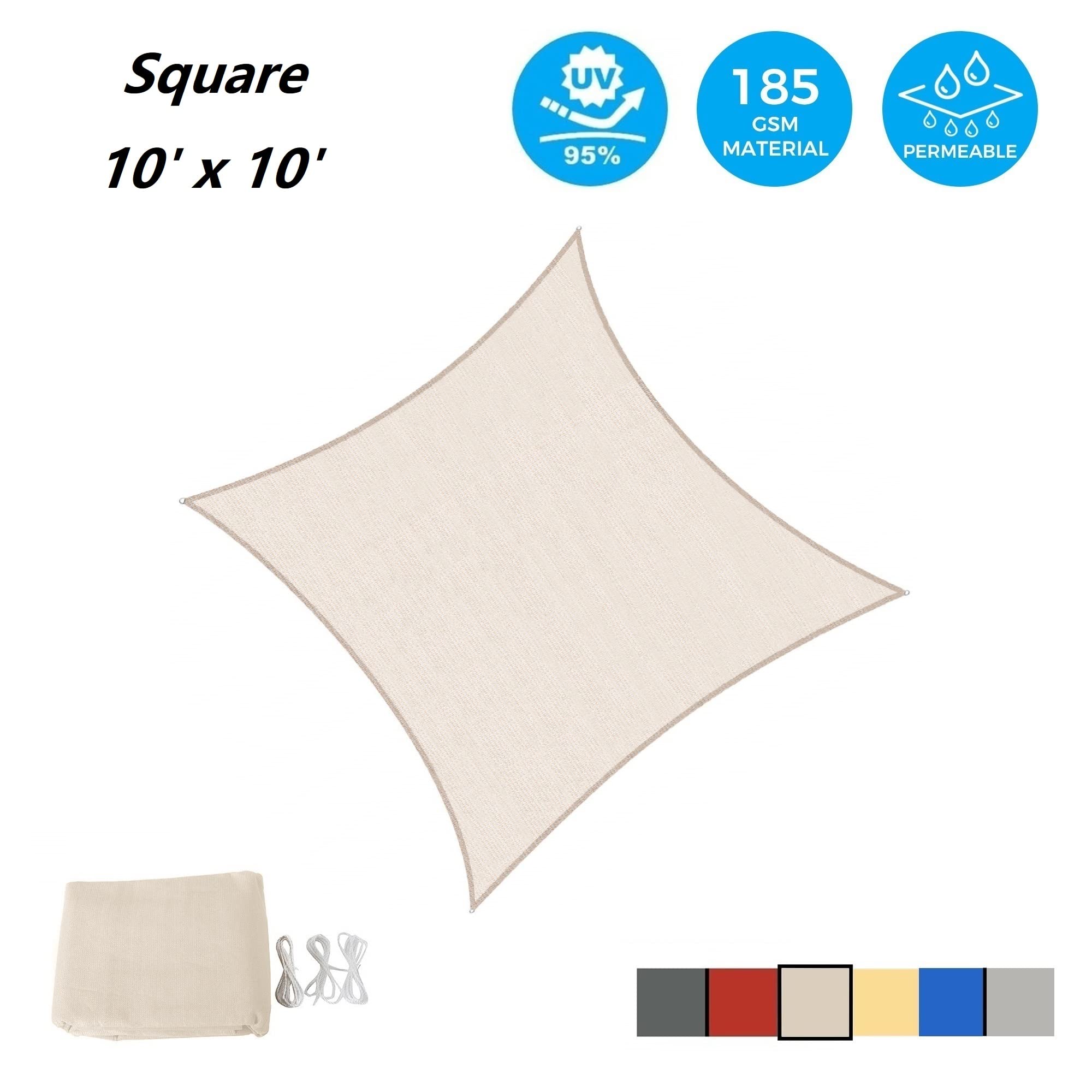 Installation of AsterOutdoor Sun Shade Sail with D-rings and ropes