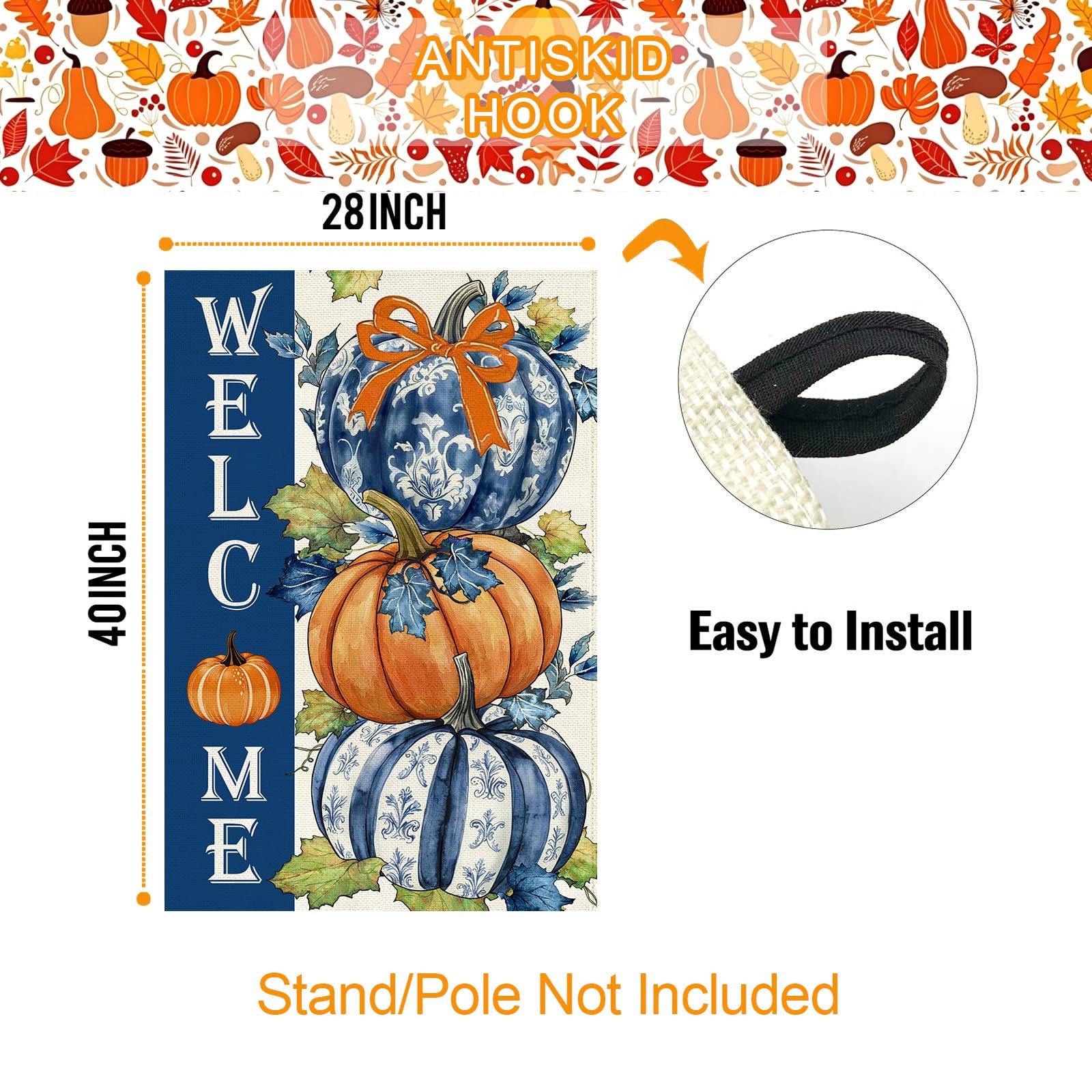 Installation of Baccessor Pumpkin House Flag with anti-skid hook