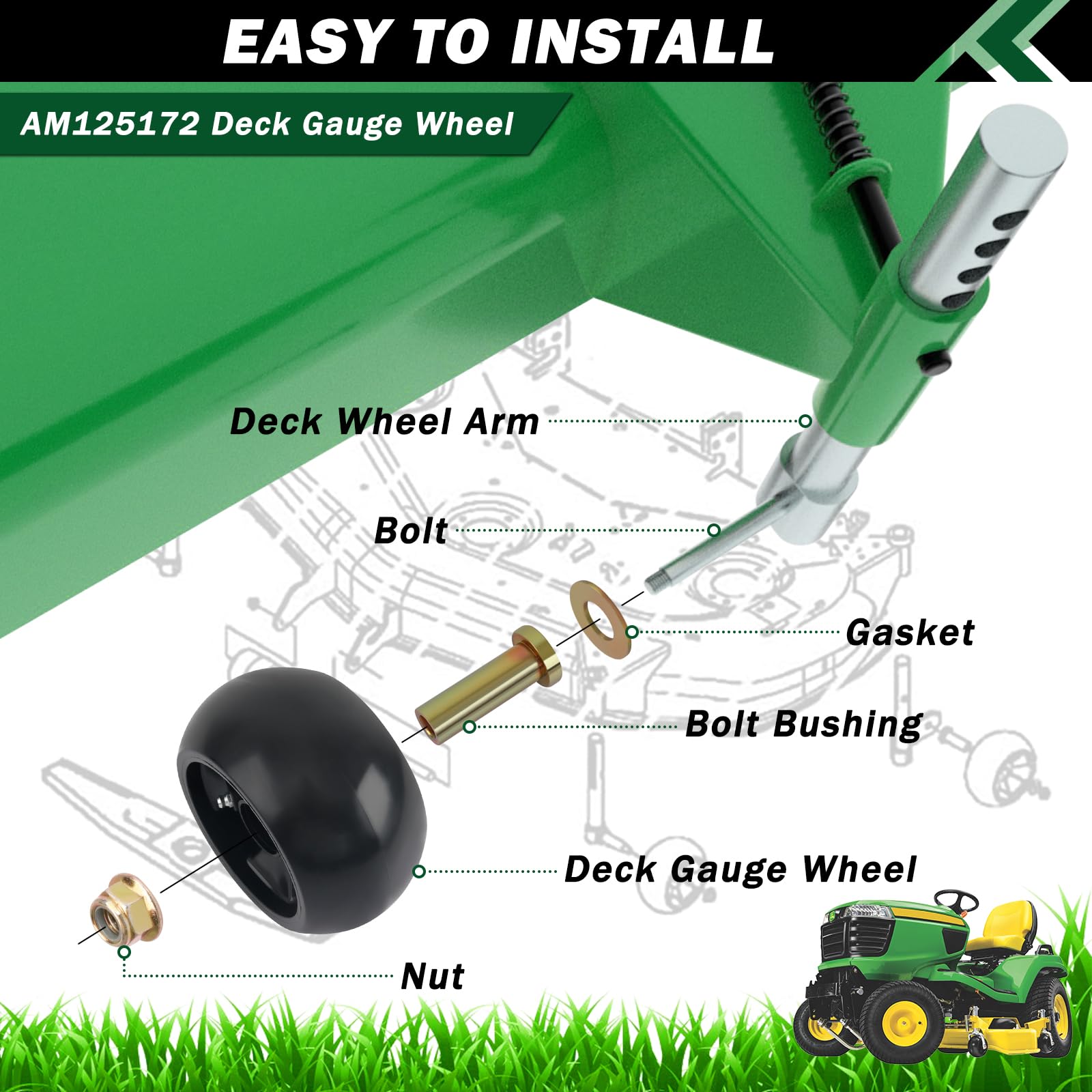 Installation of CheeMuii deck wheels on lawn mower