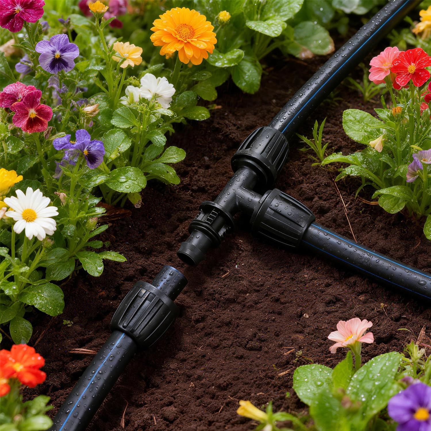 Installation of Copadri drip irrigation fittings on tubing