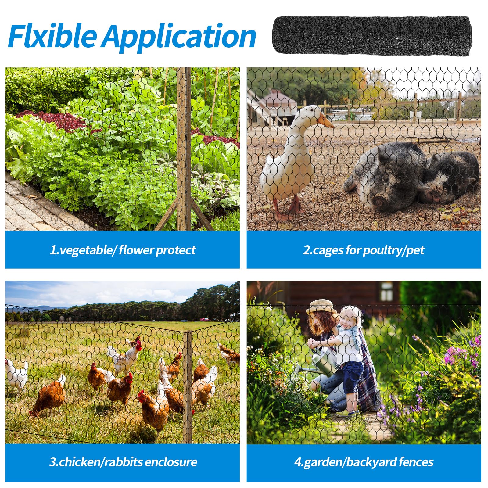 Installation of DOLEMODUO chicken wire mesh around a garden