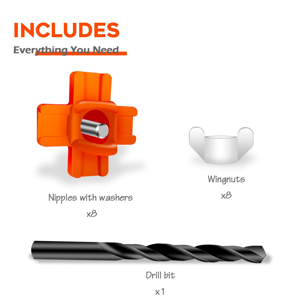 Installation of Eggluuz chicken waterer nipples on a container