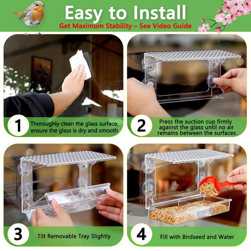 Installation of Gbekery Window Bird Feeder on window
