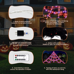 Installation of GORKAY spider web lights in a yard
