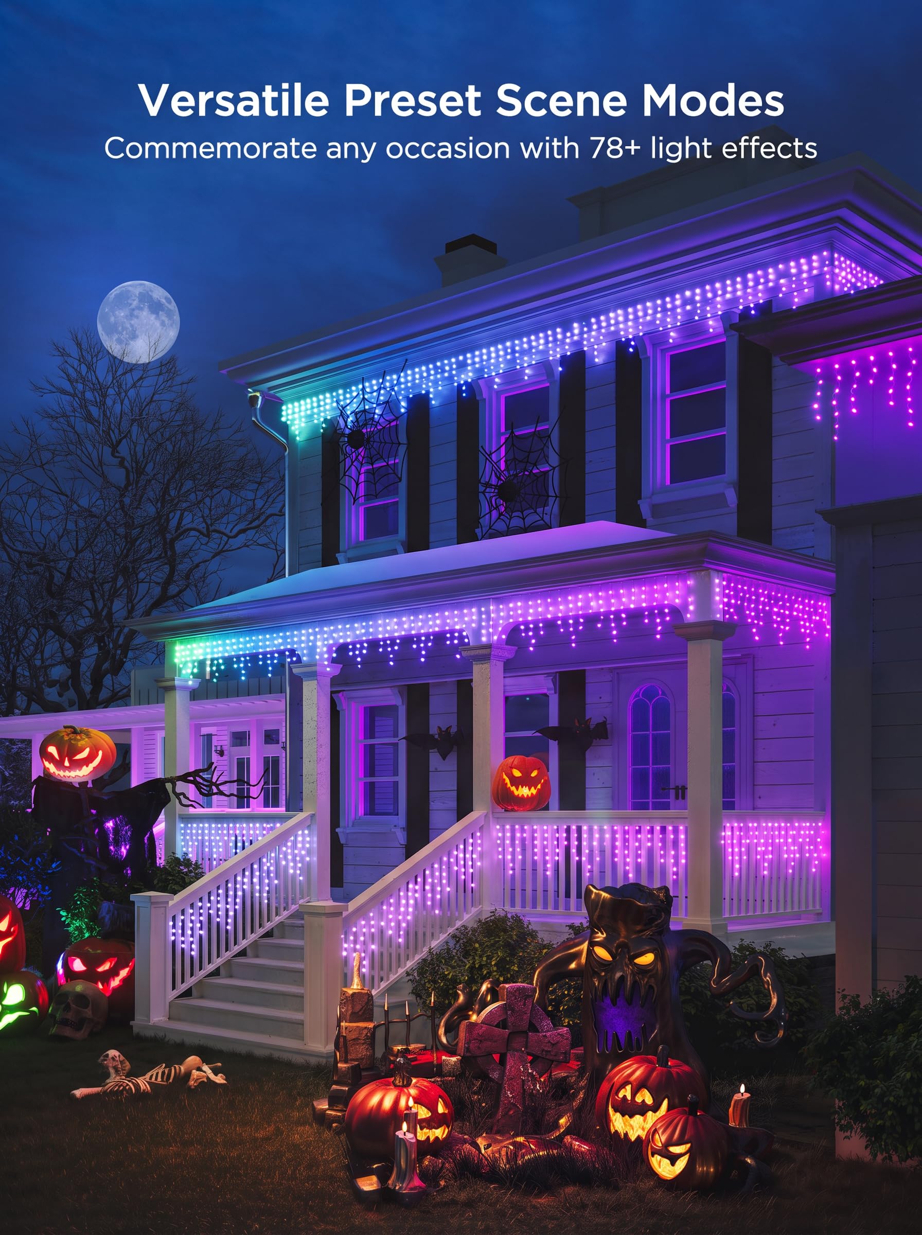 Installation of Govee Icicle Lights with clips and zip ties