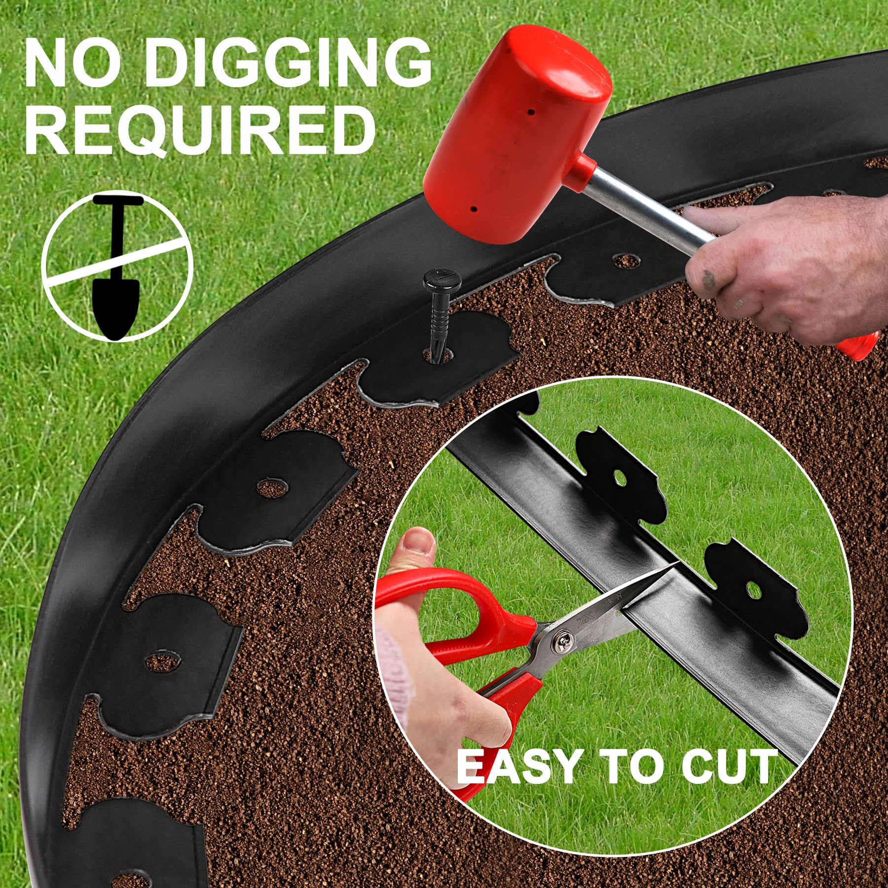 Installation of Hemikaki Garden Edging in a garden