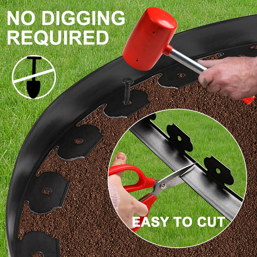 Installation of Hemikaki Garden Edging in a garden