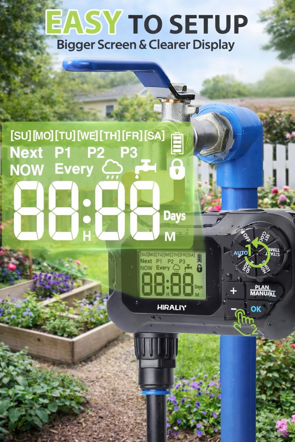 Installation of HIRALIY 50FT drip irrigation system in a garden