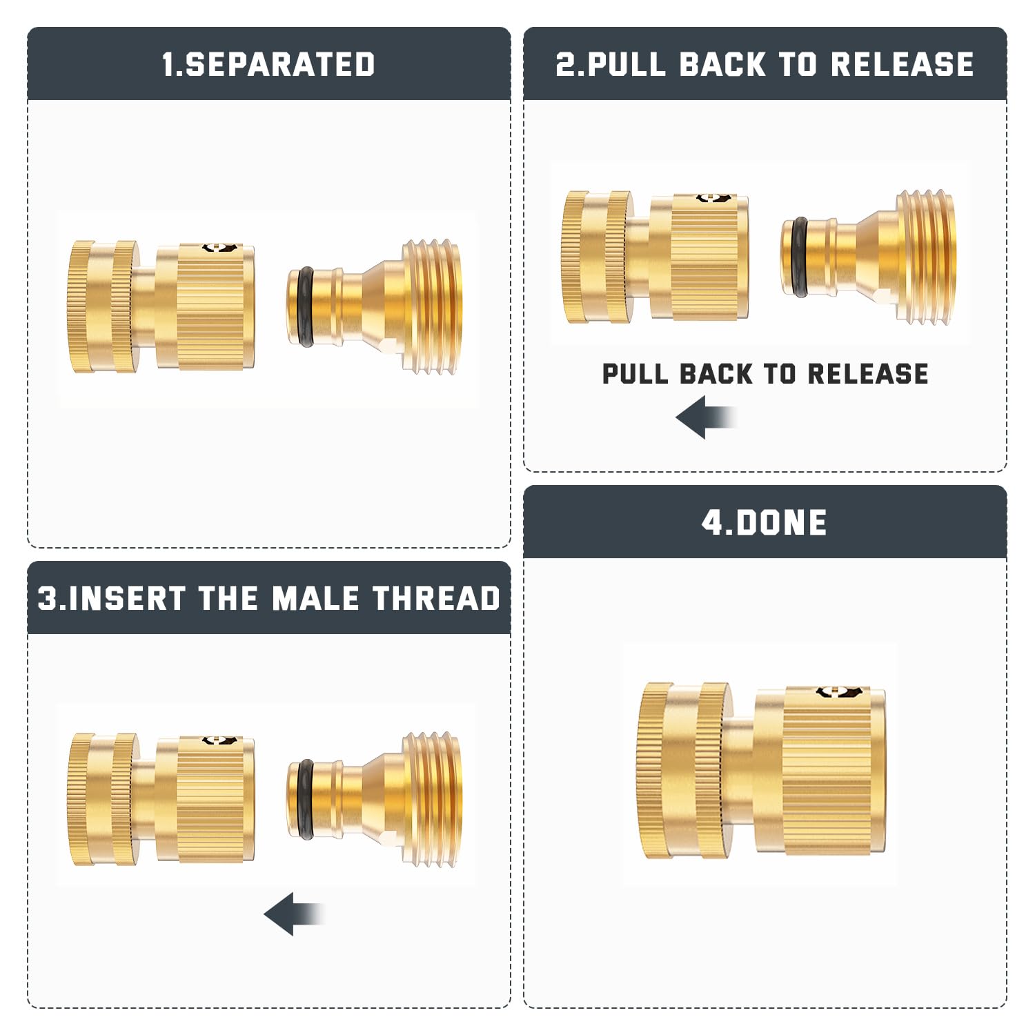 Installation of Kesfitt quick connect hose fittings in garden