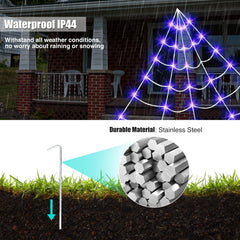 Installation of Liveasily Solar Powered Halloween Spider Web Lights in a garden