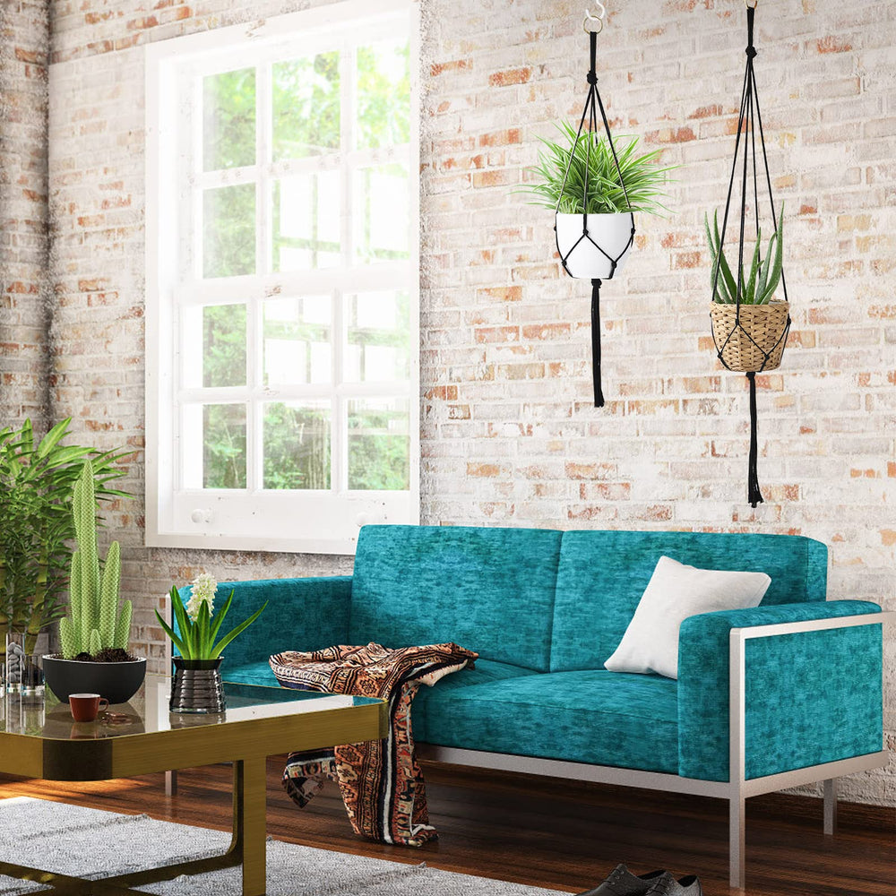 Installation of macramé plant hanger using included hook