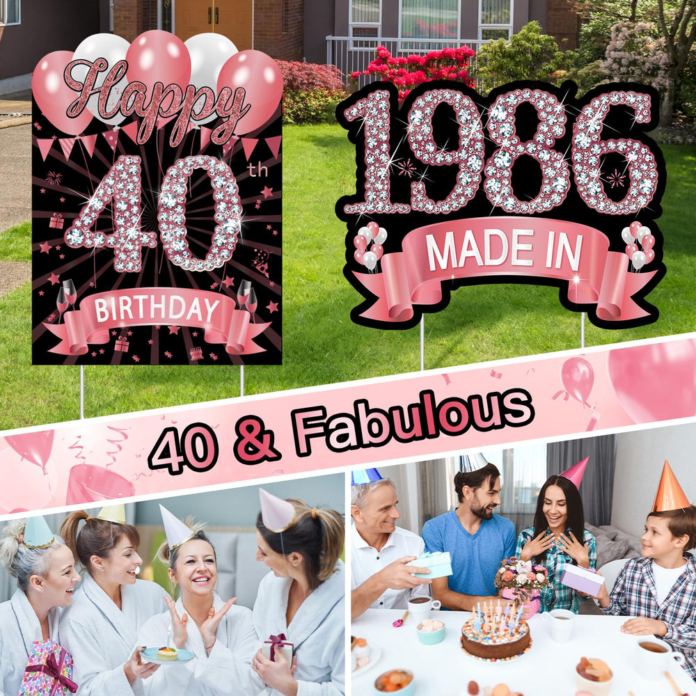 Installation of MOORAY birthday signs with stakes in the ground