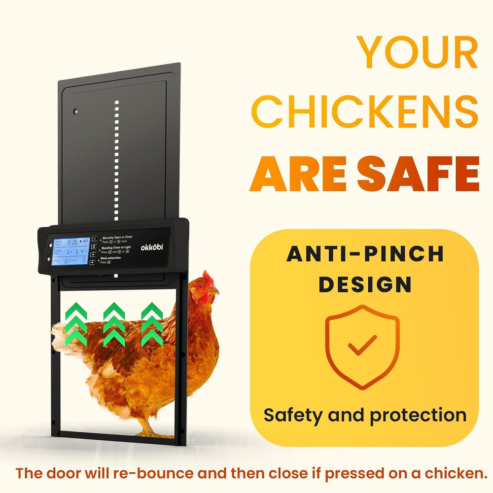 Installation of OKKÖBI Chicken Coop Door in a backyard coop