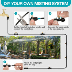 Installation of OnBrand misting system in a backyard