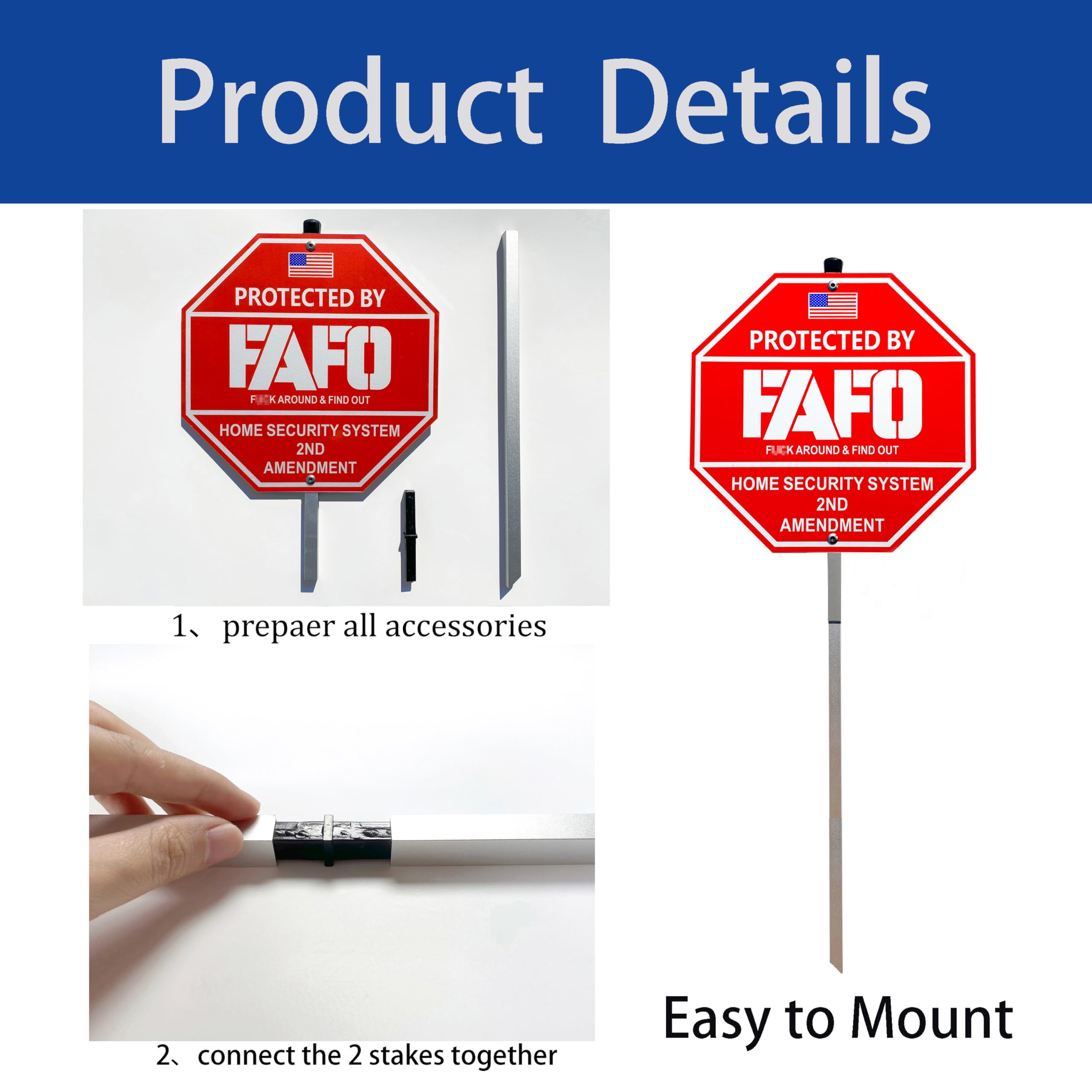 Installation of Poicrm FAFO Security Sign in a garden