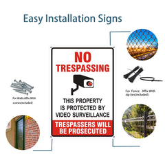 Installation of Poicrm No Trespassing Sign on a gate