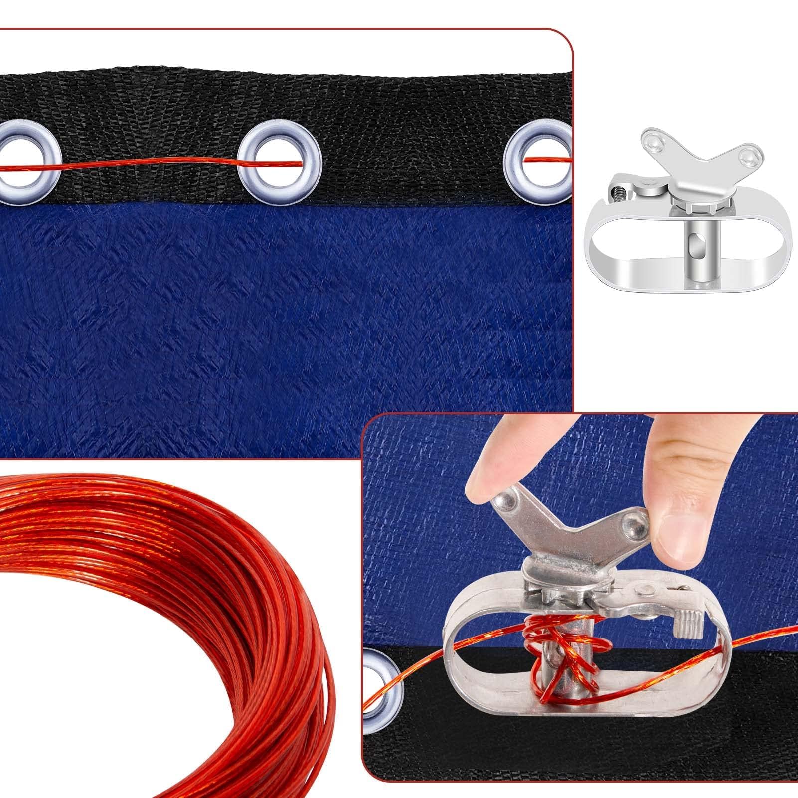 Installation of pool cover cable through grommets