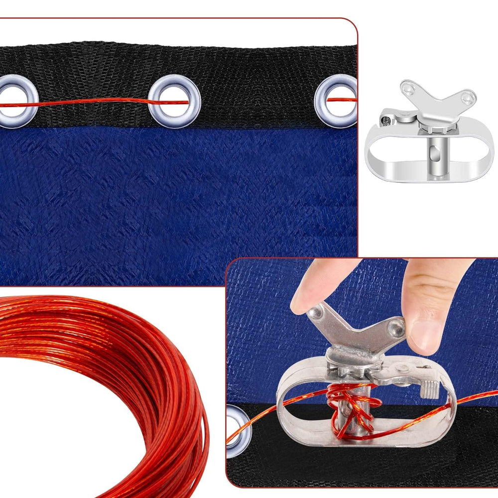 Installation of pool cover cable through grommets