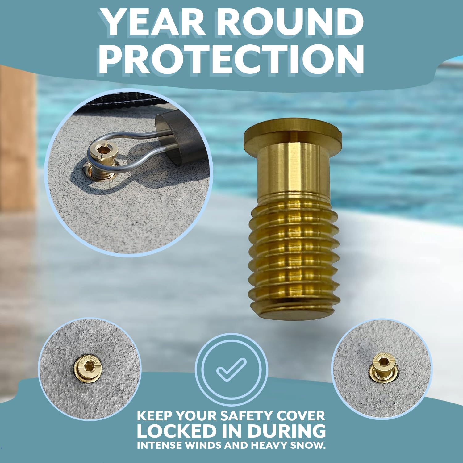 Installation of Poolzilla pool cover screw bolts in action