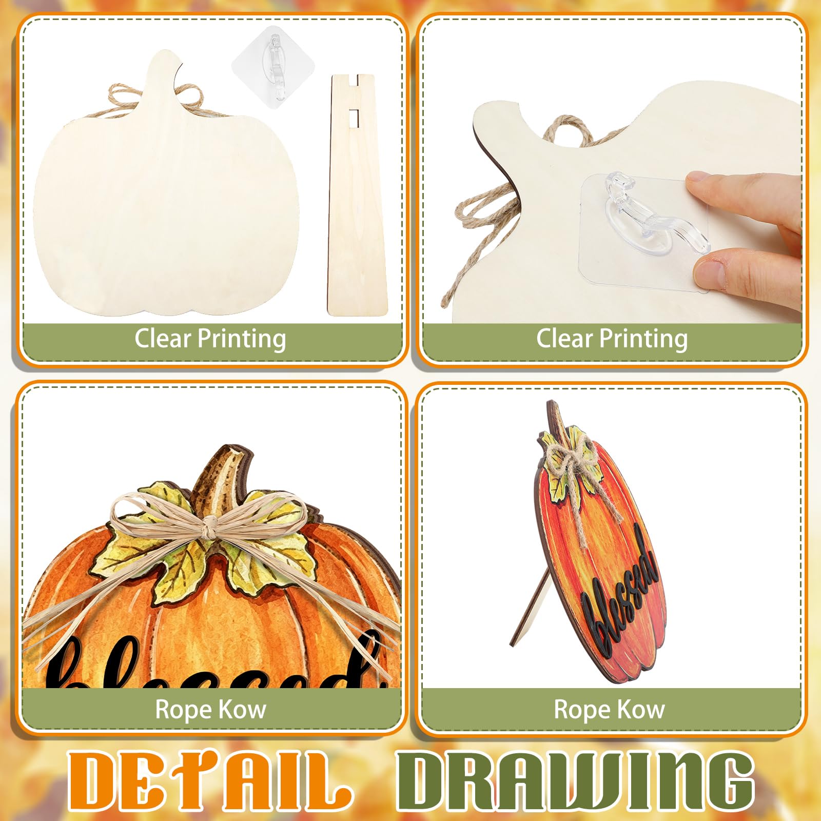 Installation of pumpkin porch sign with hook on a garden fence