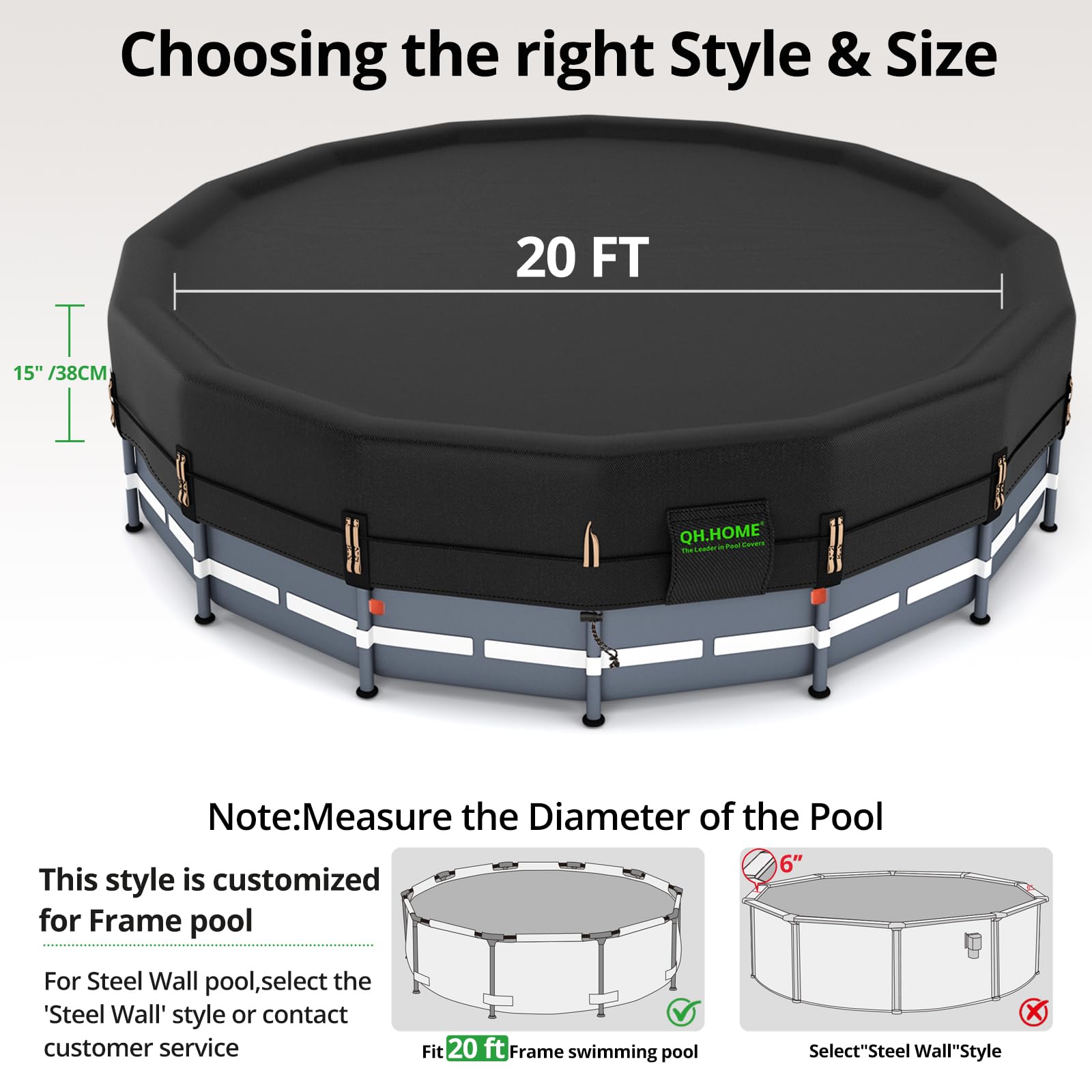 Installation of QH.HOME 20 Ft Round Pool Cover with tightening winch
