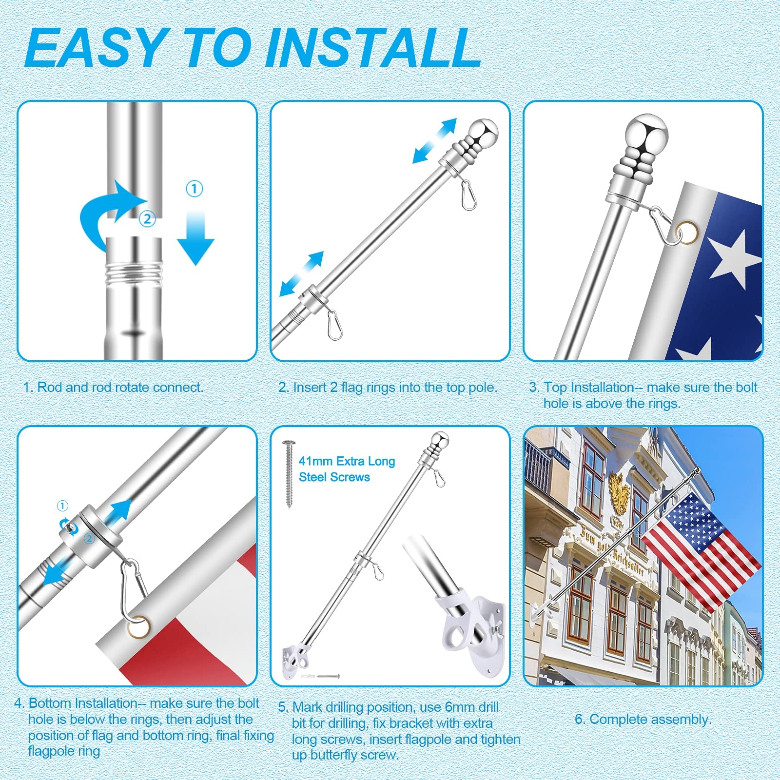Installation of REERON flag pole on a porch