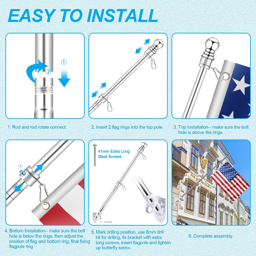 Installation of REERON flag pole on a wall