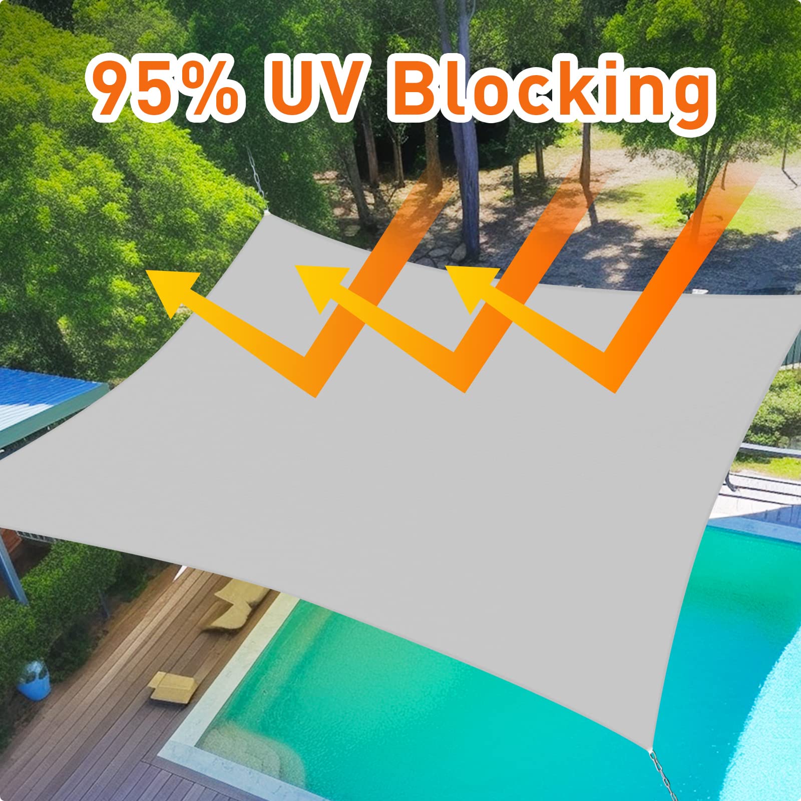 Installation of Shade&Beyond sun shade sail in garden