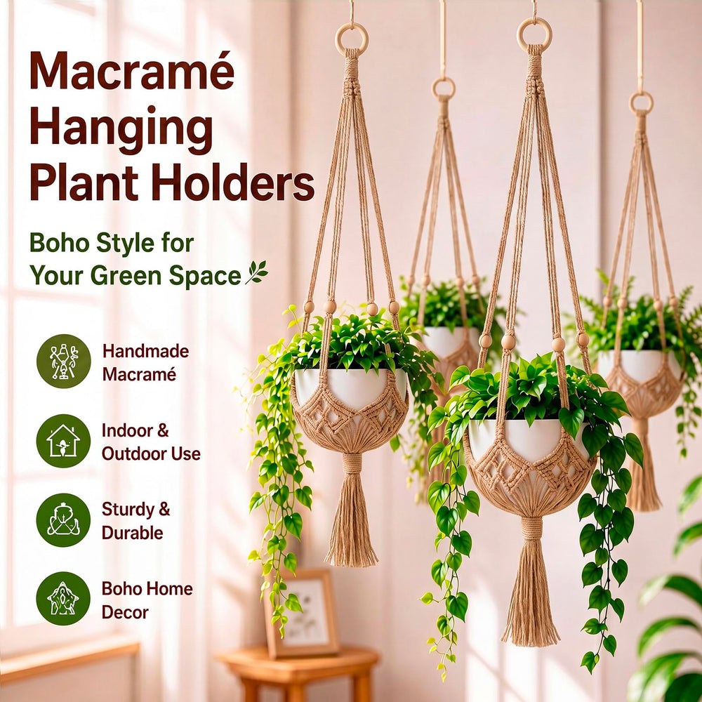 Installation of Shappy macrame plant hanger with S-shaped hooks