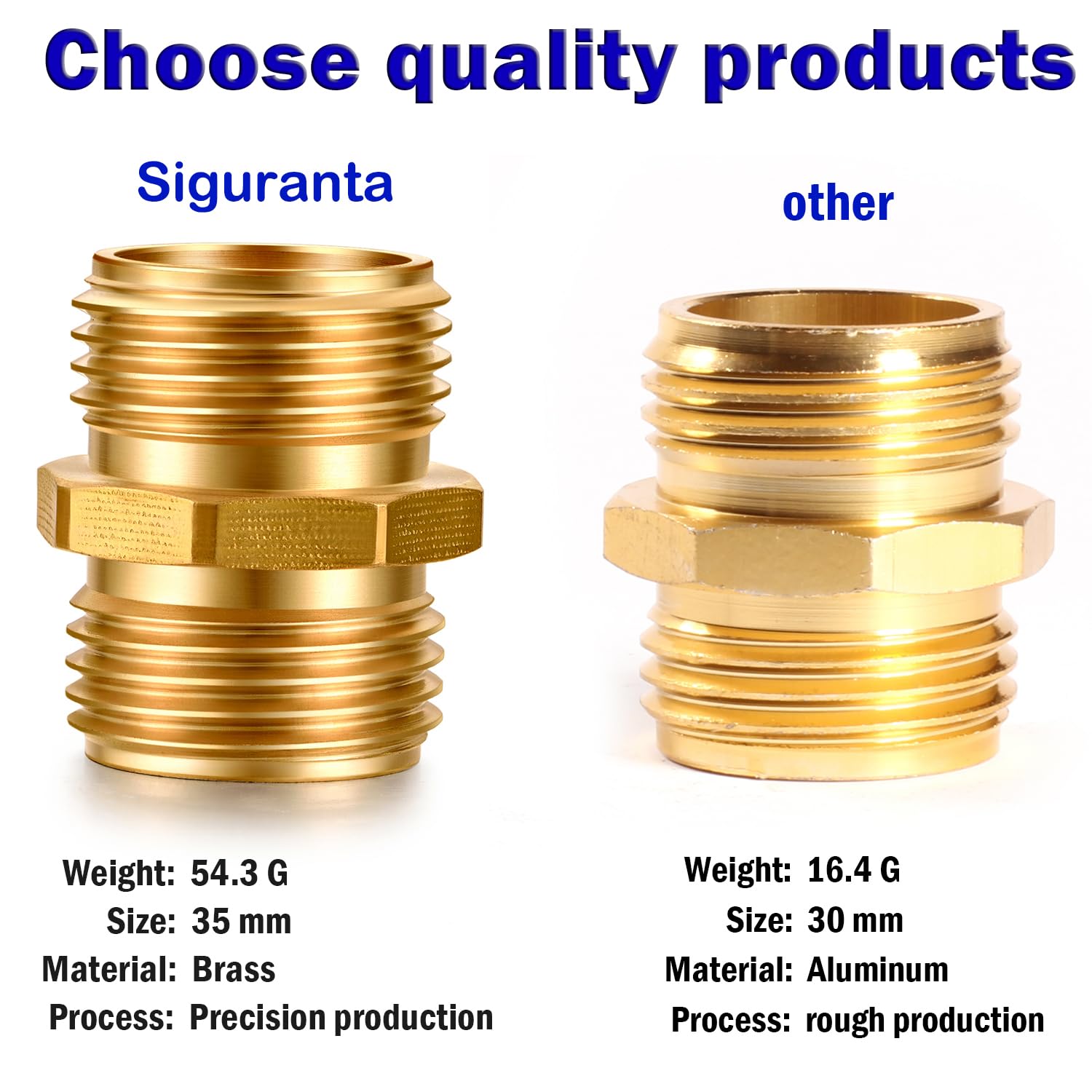 Installation of SIGURANTA brass hose adapter on a garden hose