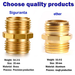Installation of SIGURANTA brass hose adapter on a garden hose