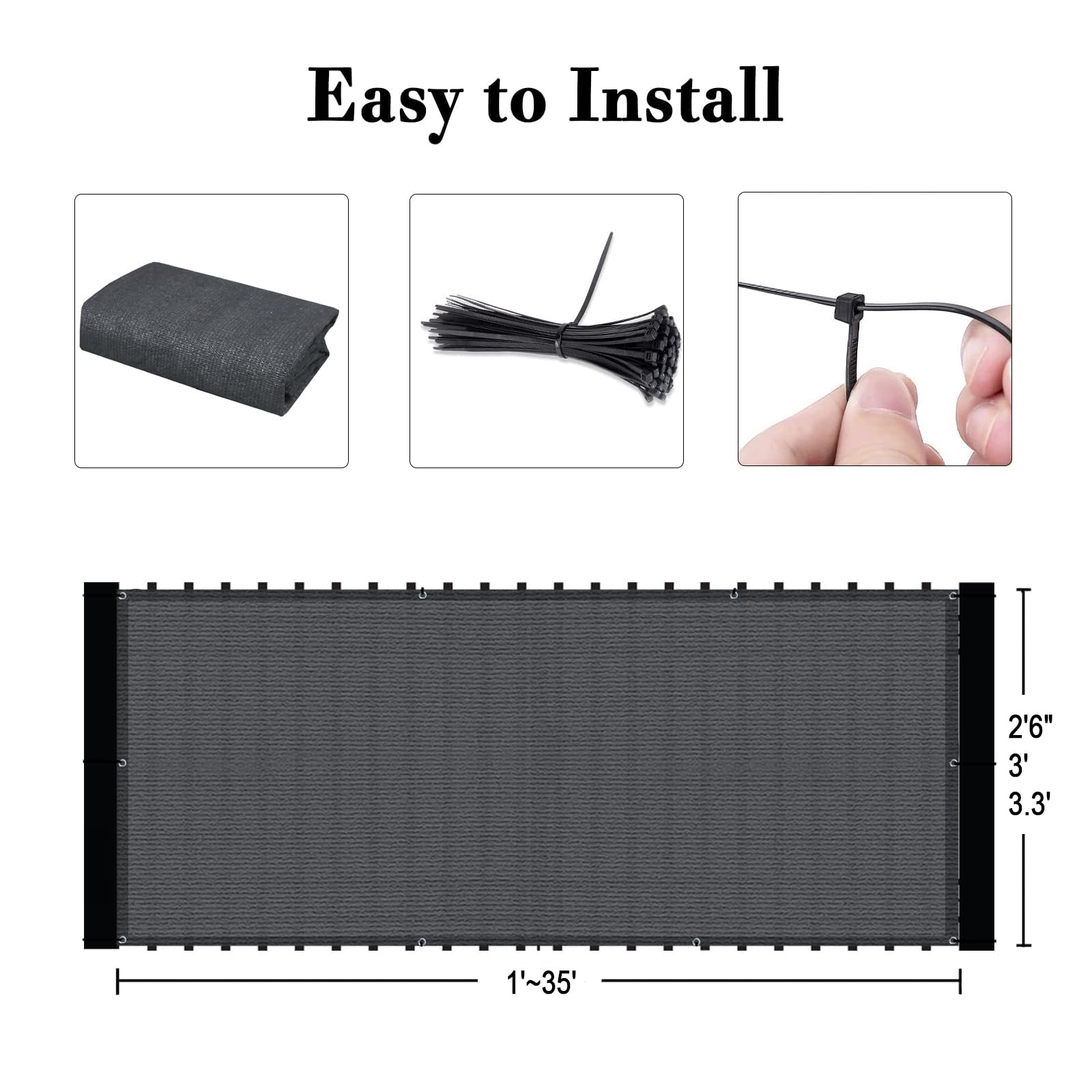 Installation of SUNLAX privacy screen with zip ties