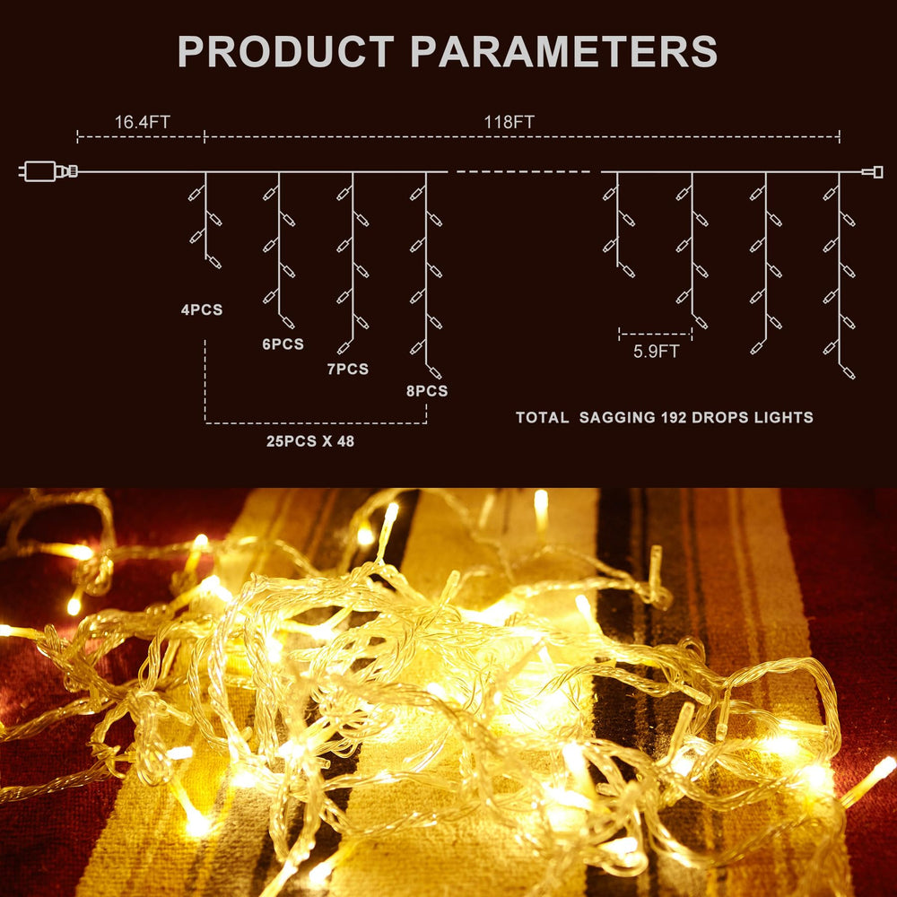 Installation of TOPPORTED LED Icicle Lights on a fence