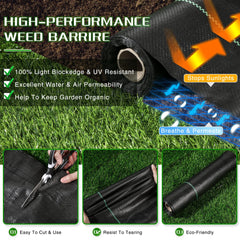 Installation of weed barrier fabric in garden