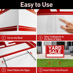 Installation process of ComboJoy yard sale signs in the ground with stakes