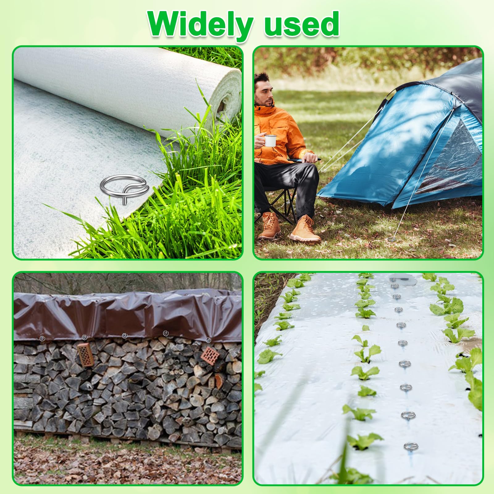 Installation process of LLCJYYCY Landscape Staples using a hammer