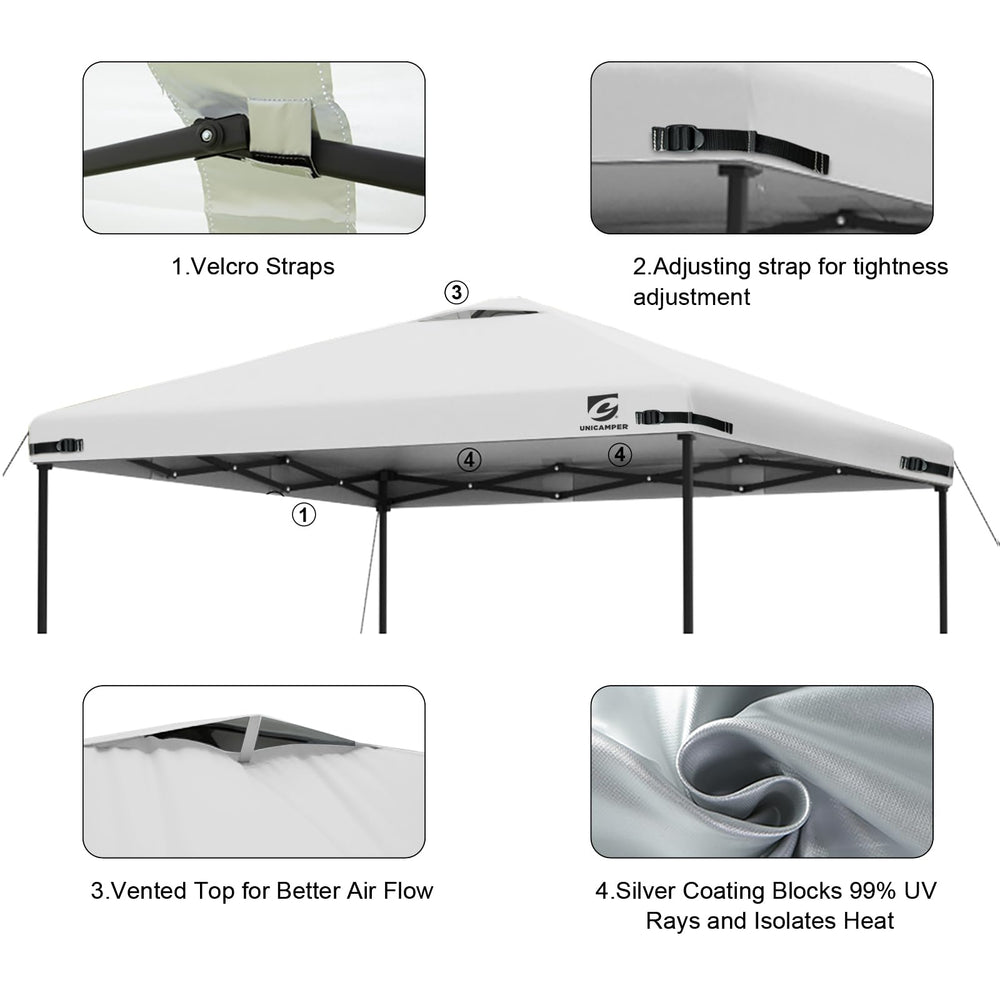 Installation process of UNICAMPER canopy top with magic tape labels