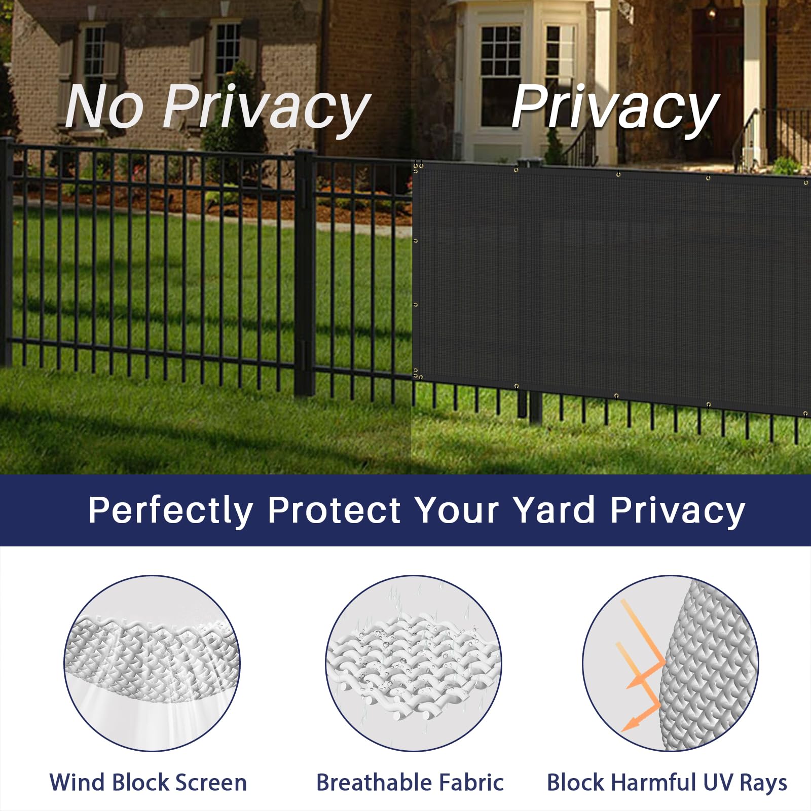 Installation process of Windscreen4less Privacy Fence Screen with zip ties