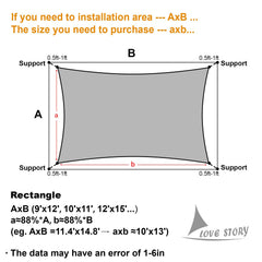 Installation setup for LOVE STORY shade sail with D-rings