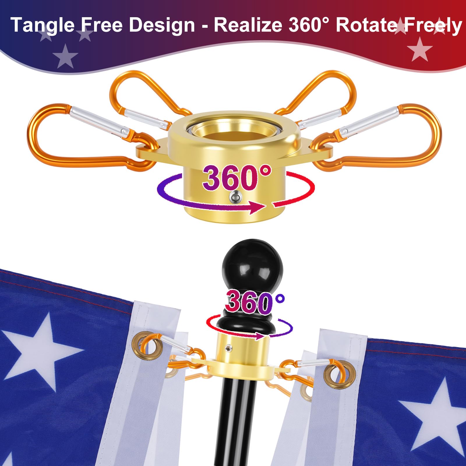 Installation setup of HPGOED Flag Pole Rings on flagpole