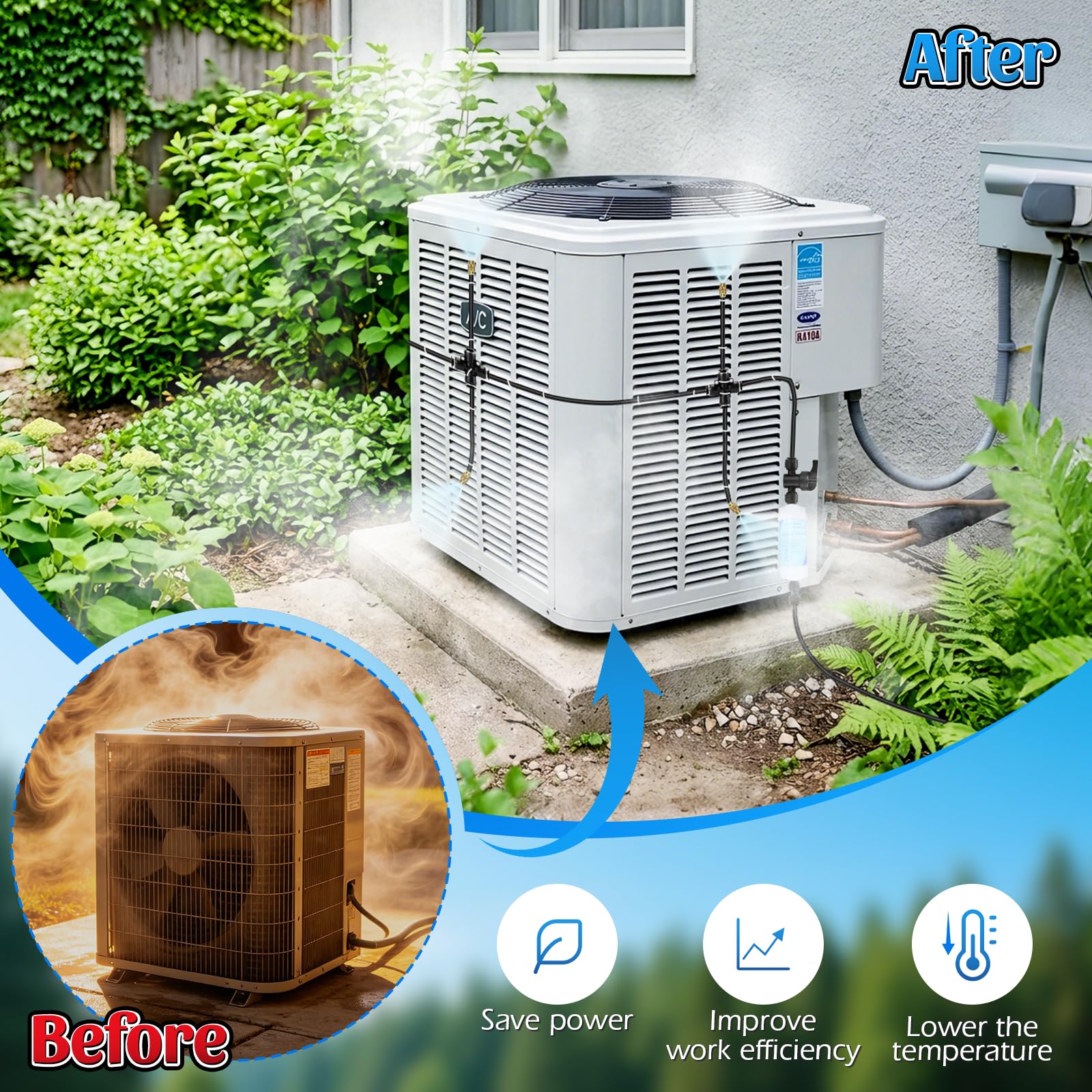 Installation setup of Lettry cooling system in a garden